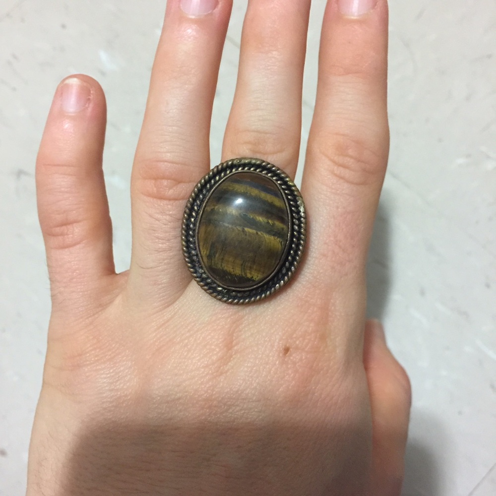 Mango brown faux stone boho ring bohemian festival